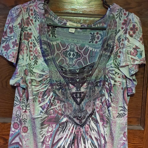 Olive tapestry top - Picture 2 of 4